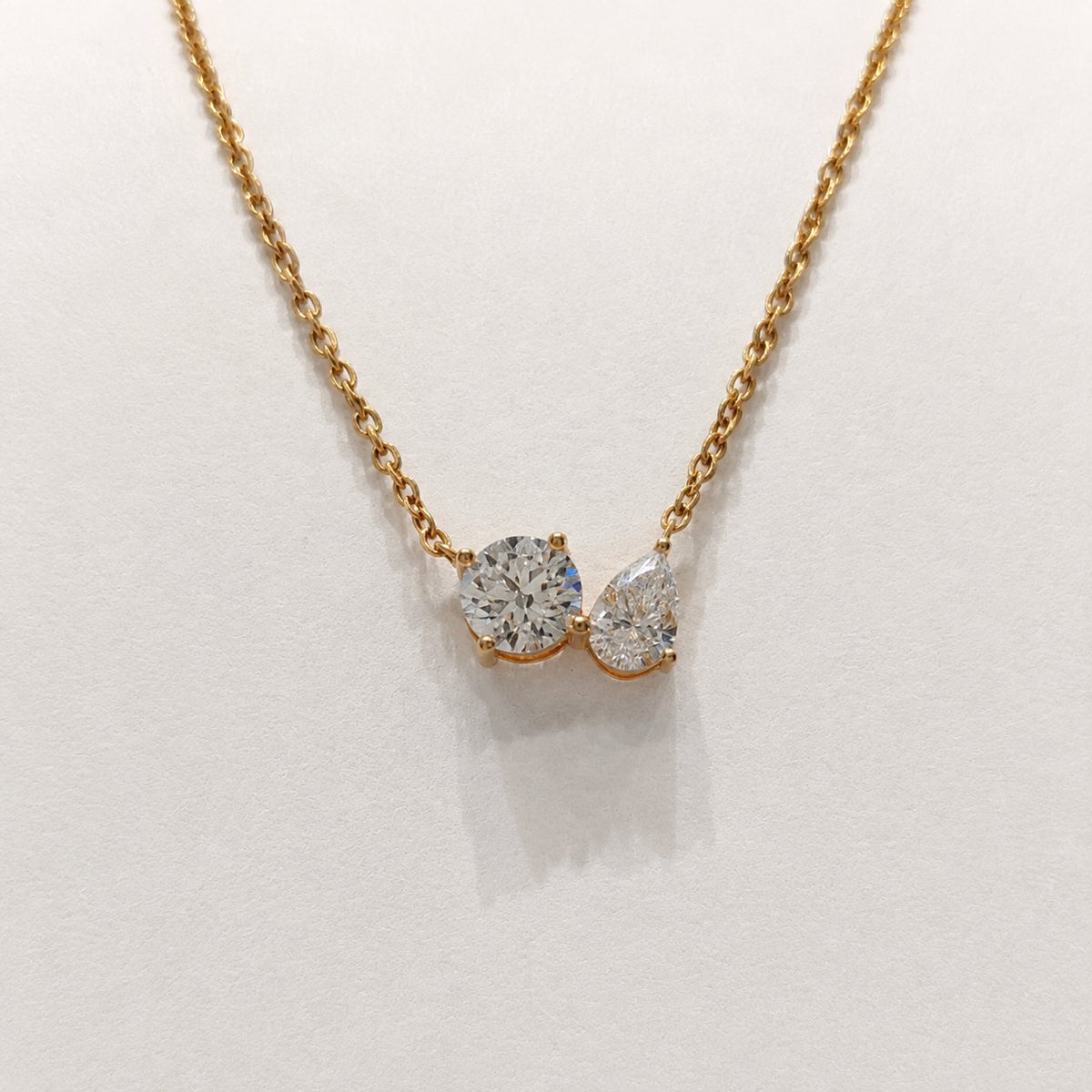 Twin Diamond Chain Pendant in 14K Gold