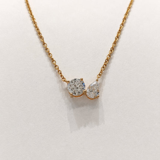 Twin Diamond Chain Pendant in 14K Gold