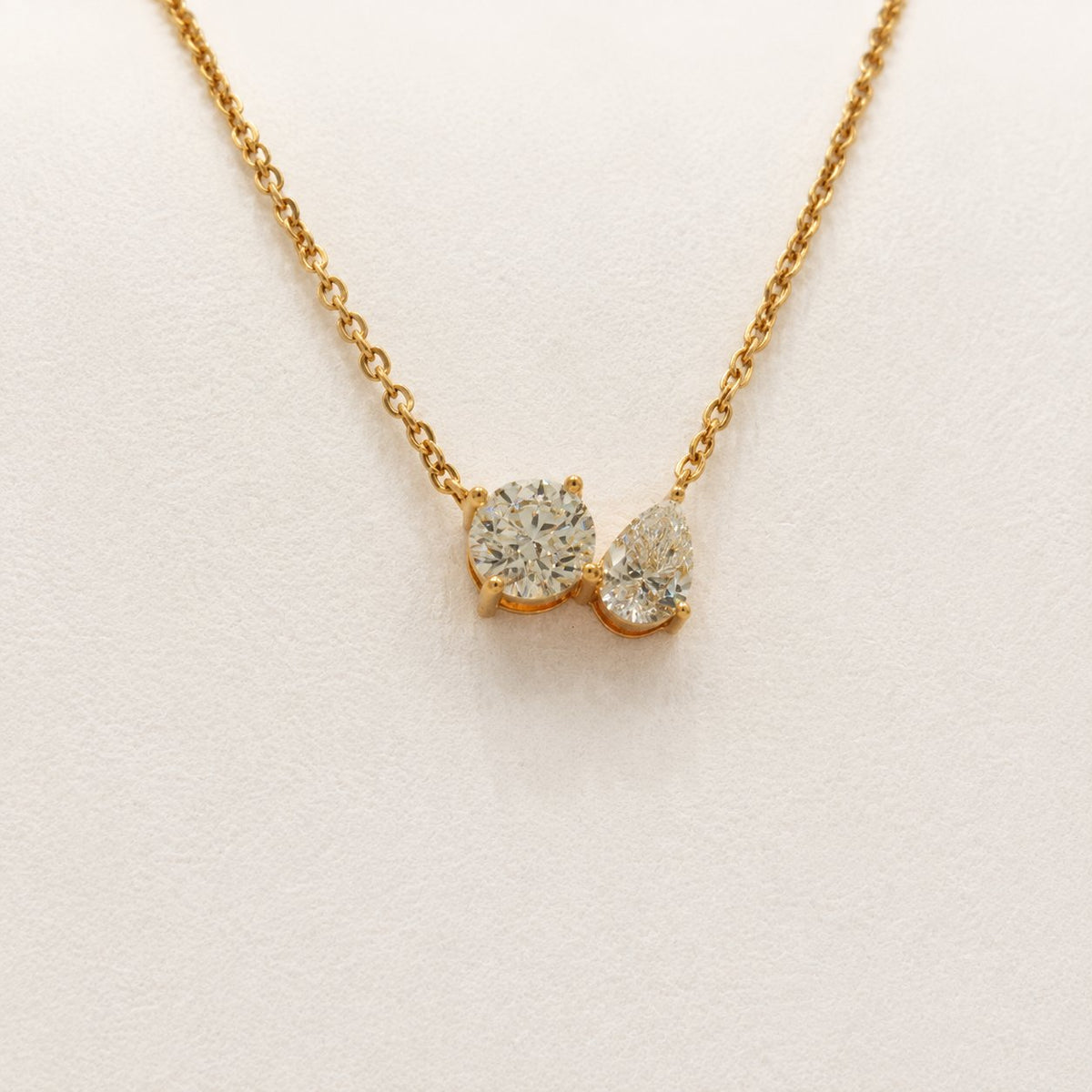 Twin Diamond Chain Pendant in 14K Gold