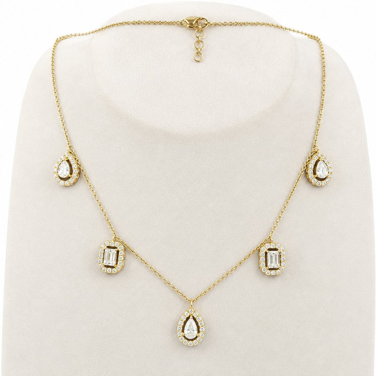 Mixed Shape Diamond Station Necklace in 14K Gold