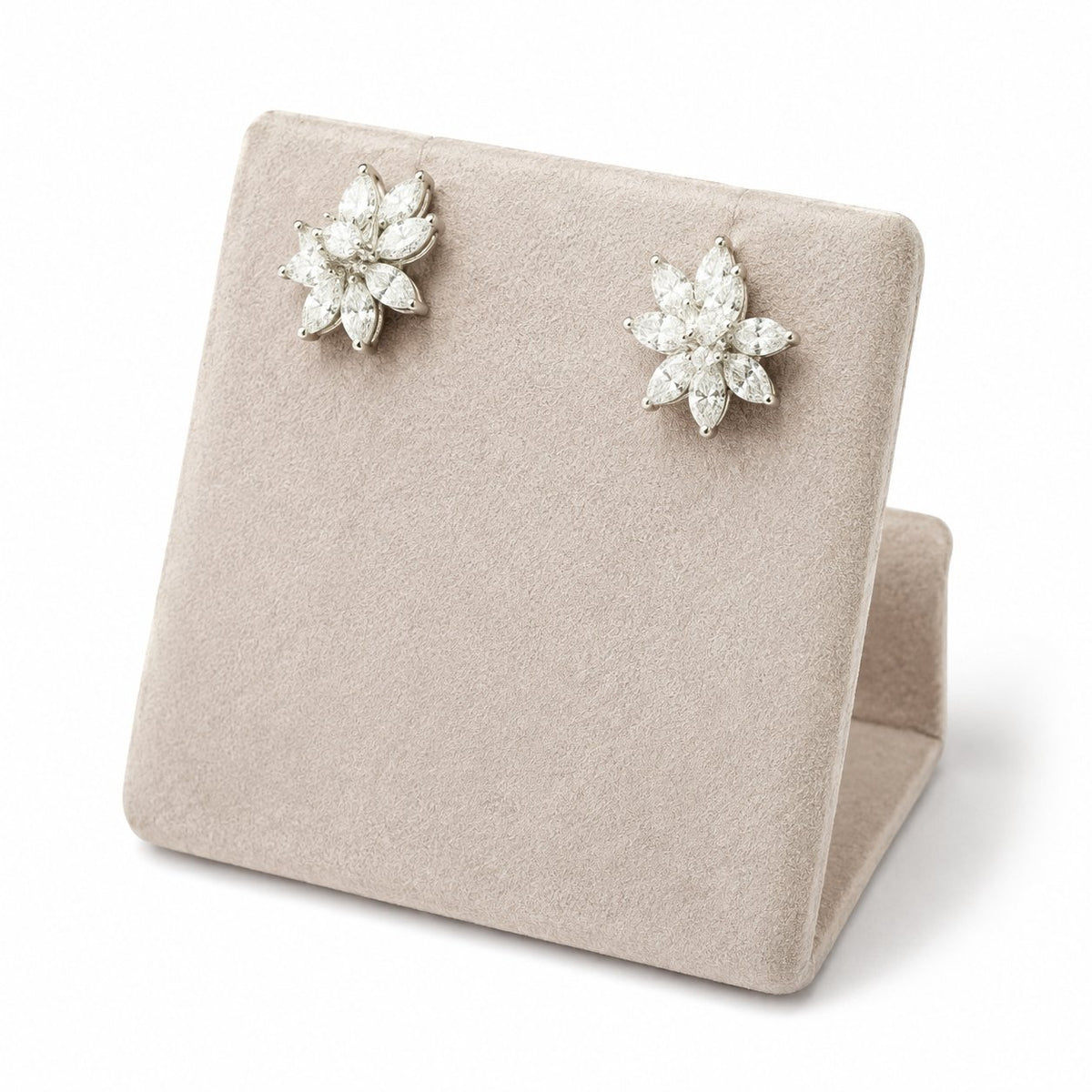 Petal Diamond Cluster Earrings in 14K Gold