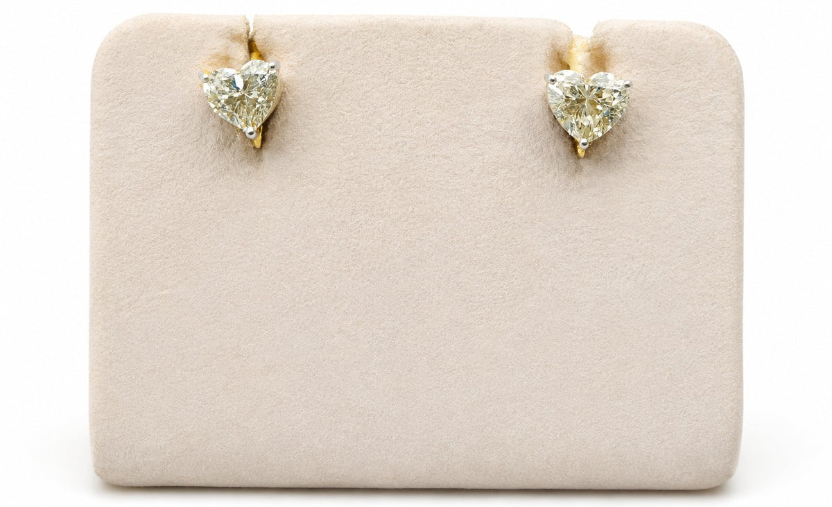 Heart Diamond Stud Earrings in 14K Gold