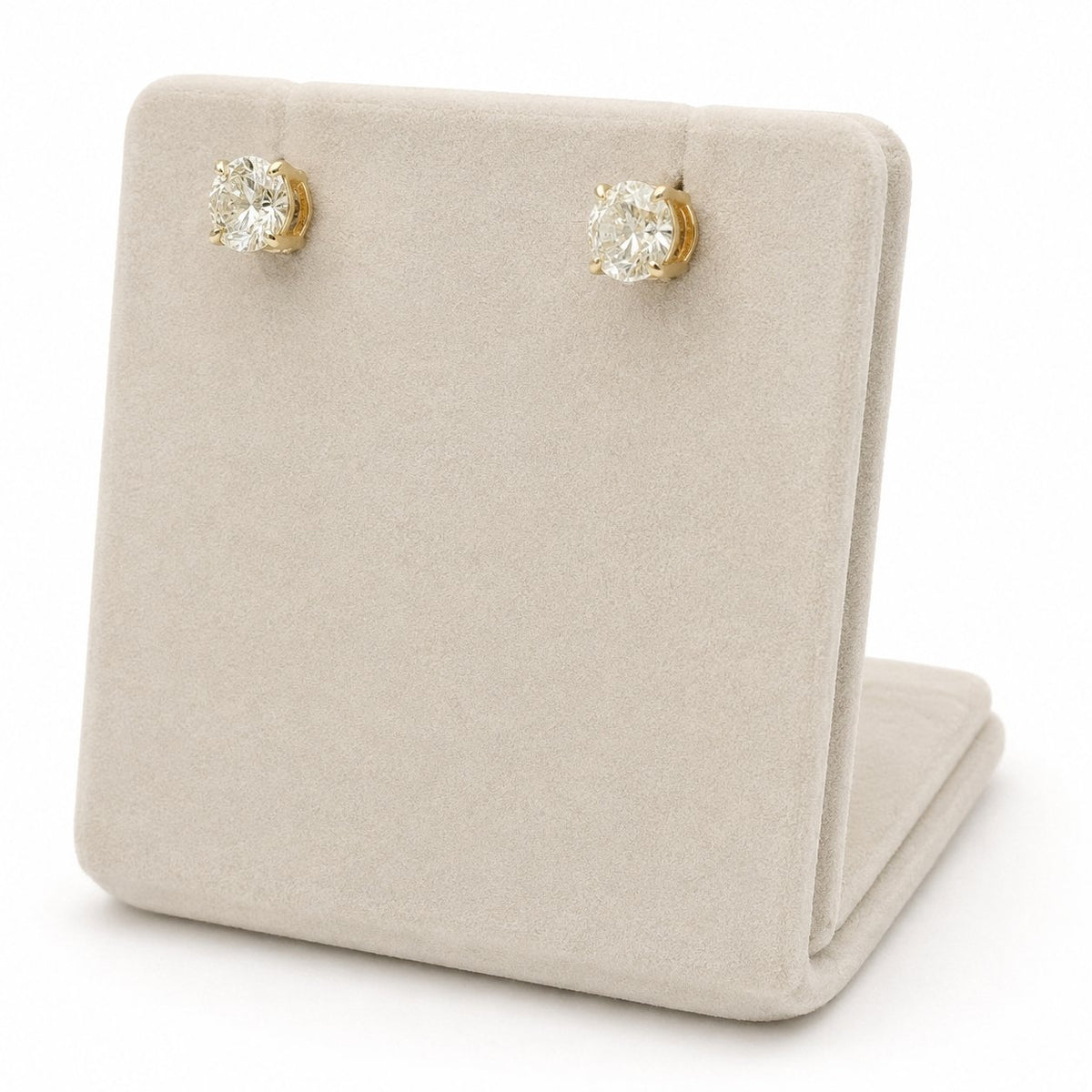 Solitaire Diamond Stud Earrings in 14K Gold