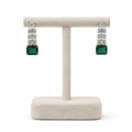 Green Stone Diamond Drop Earrings in 14K Gold
