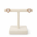 Heart Halo Diamond Stud Earrings in 14K Gold