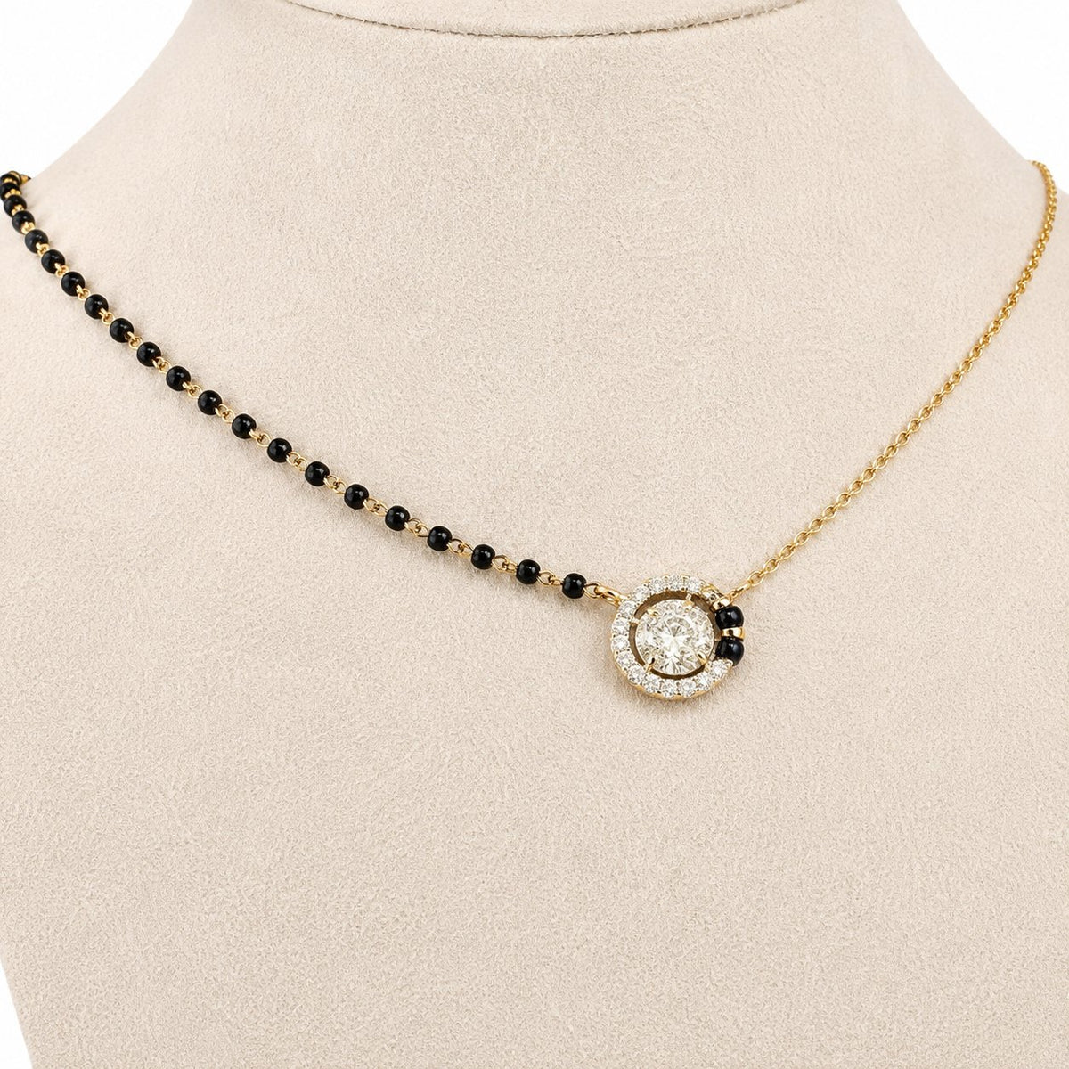 Diamond Halo Mangalsutra in 14K Gold